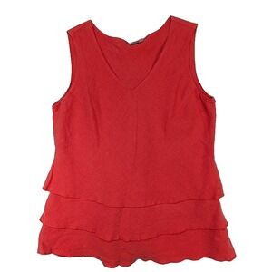 NEW Click Color Me Cotton Linen Top Womens M Orange Lagenlook Coastal Resort
